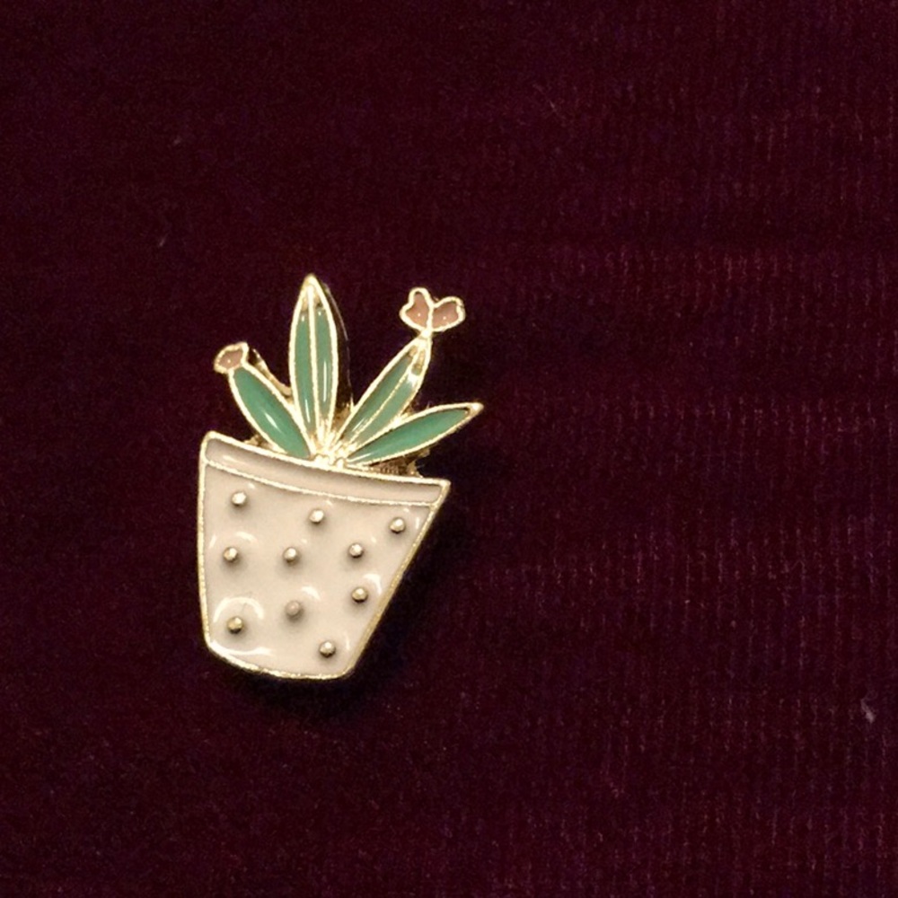 🌵Enamel Cactus in a pot with a pink flower Pin🌵